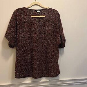 J. Crew Black and Red Patterned Blouse